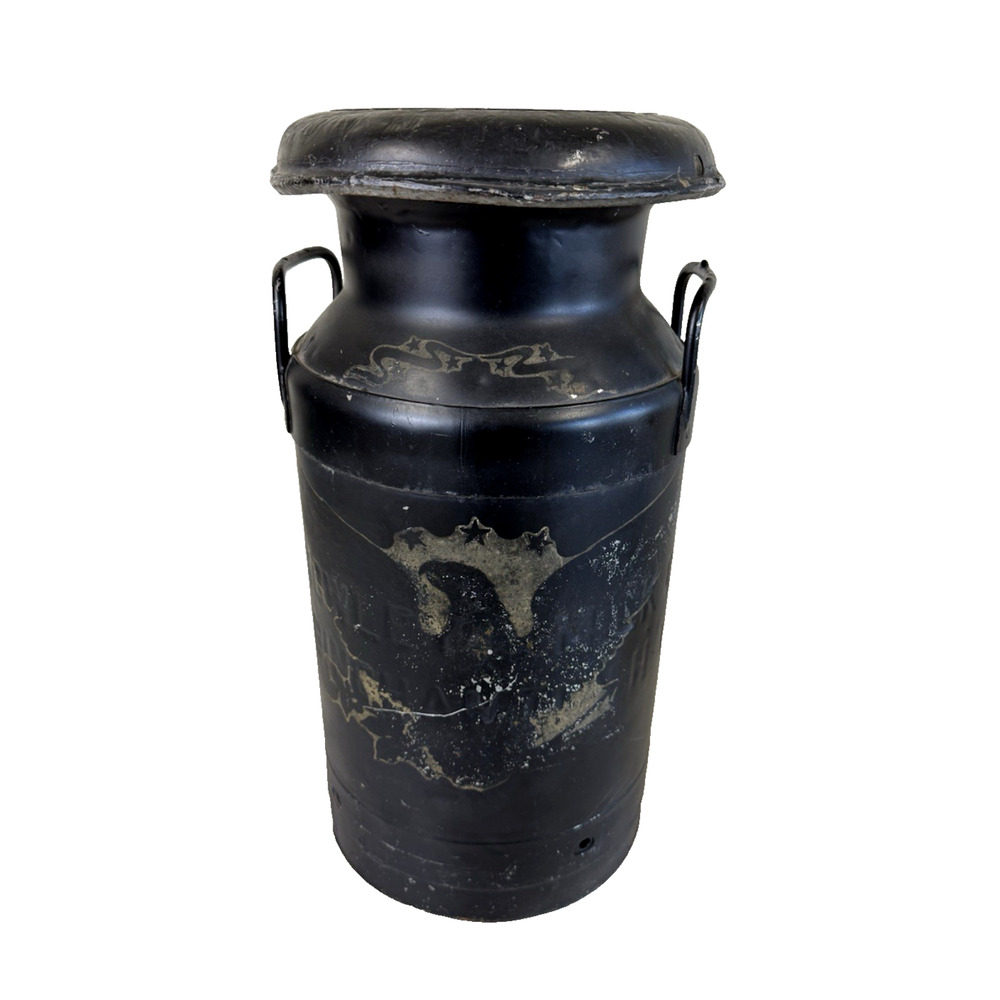 Vintage 1930s Crowley Milk Company Metal Milk Can 20.5” Binghamton NY Farmhouse